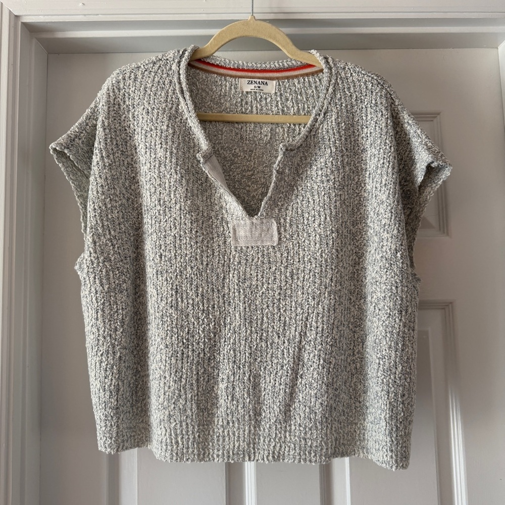 Heather Gray Knit Cap Sleeve Top
